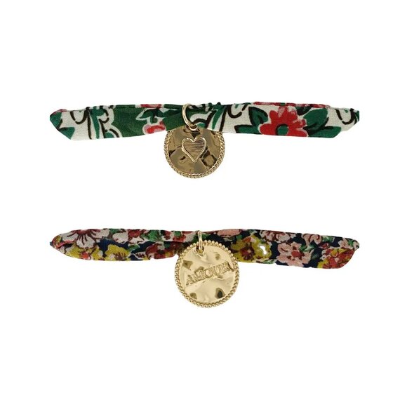 NEW Sezane Floral Fabric Bracelets - Picture 2 of 3